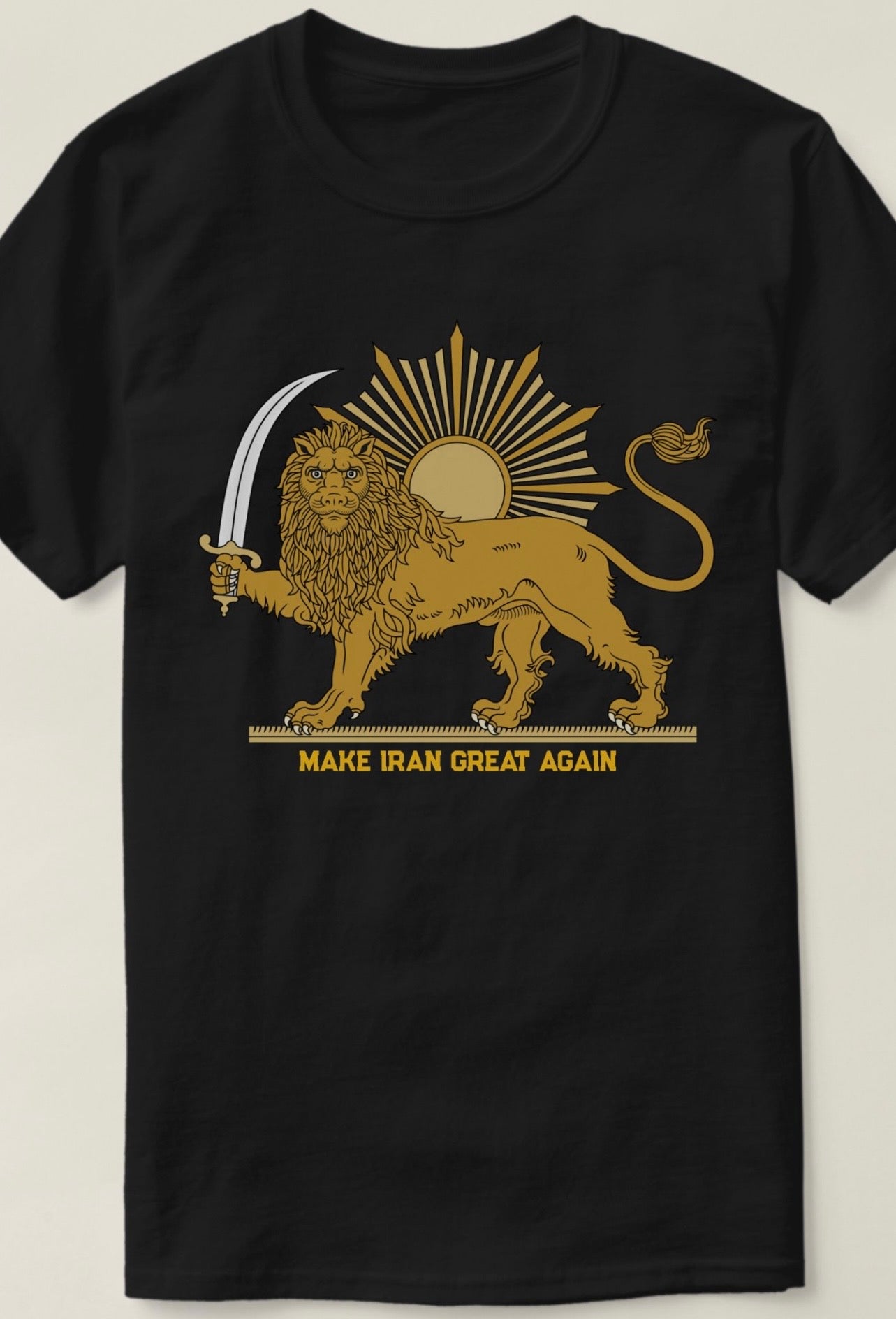 Lion and sun with crown - Make Iran Great Again T-Shirt (men)